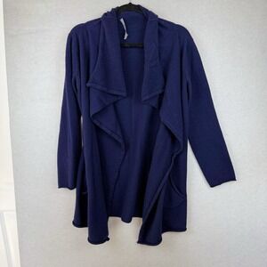 100% Mongolian Cashmere Open Cardigan Wrap Sweater Women's Sz M Navy Blue *flaws